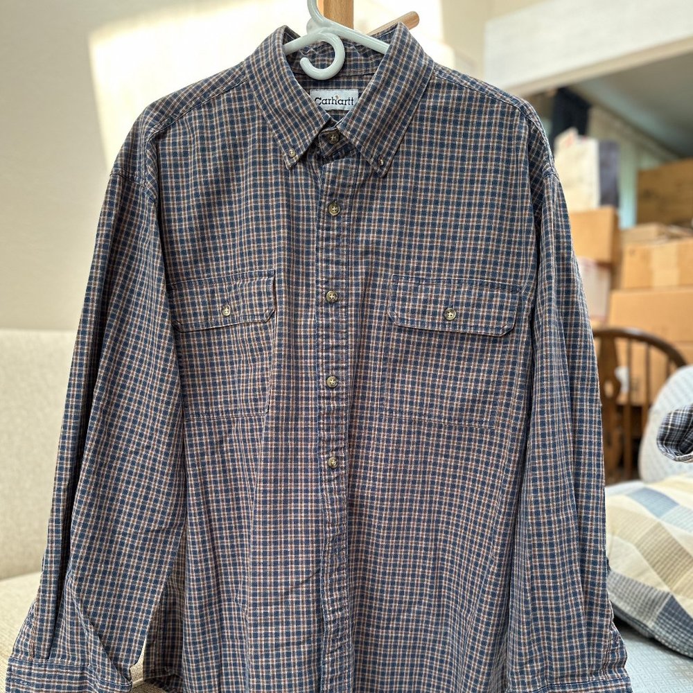 Carhartt Long Sleeve Button Down Shirt.  Probably XL. 100% Cotton
